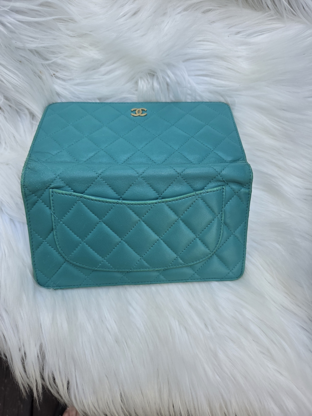 Chanel Quilted Calfskin Leather Flap Wallet Turquoise - Picture 10 of 12